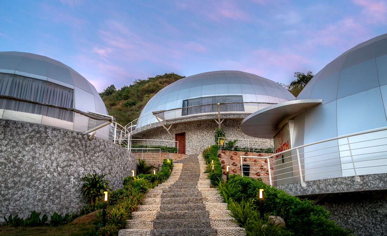 Explore modern architecture at a dome-style resort in Vietnam, showcasing innovative design and tranquil surroundings.